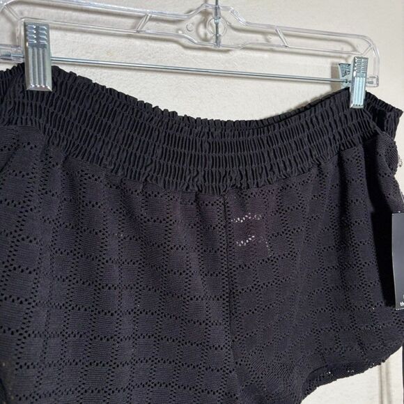 No Boundaries Shorts Women's XL Black Swim Eyelet Lace Tie Ruffle NWT - Picture 3 of 8